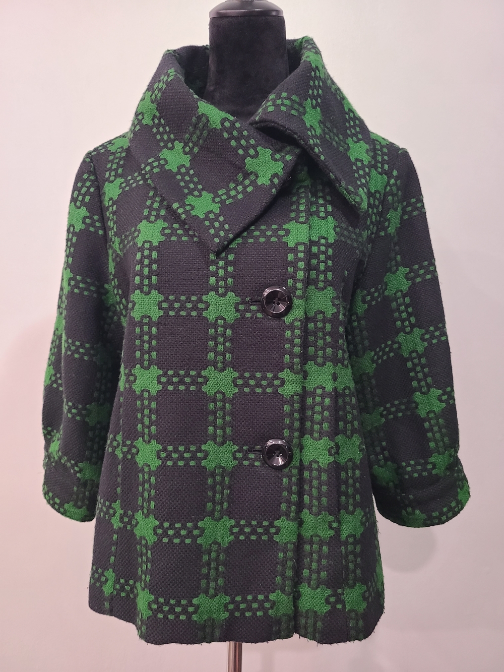 2010 Grace Elements '60s/'70s Style Cropped A-line Swing Peacoat